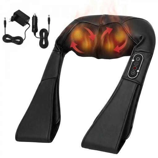 Masajeador Cervical y Espalda con Calor y 8 Nodos Shiatsu 3 Intensidades de Amasamiento 3D Negro [8]
