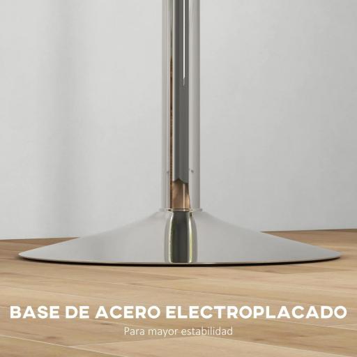 Mesa Alta Cocina Mesa Alta Bar Redonda para 2 Personas Altura Ajustable Tablero Giratorio 360° 60x60x91 cm Nogal [5]