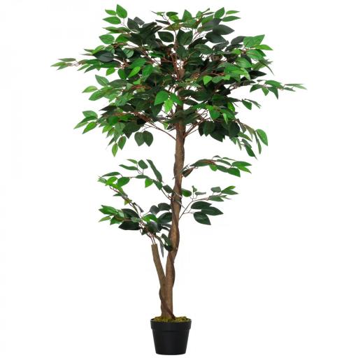 Árbol de Té Artificial 120 cm Planta Artificial con 546 Hojas Musgo y Maceta Planta Artificial Decorativa Verde [8]