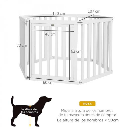 Parque para Mascotas Plegable de 6 Paneles 60x70 cm con Pies de Goma Antideslizantes y Forma Personalizable Blanco [1]