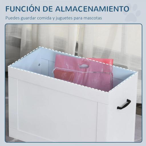 Cuencos para Perros con 2 Tazones de Acero Inoxidable y Espacio de Almacenaje Oculto 60x30x41 cm Blanco [6]