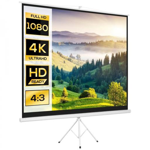 Pantalla de Proyector Manual 120 Pulgadas Pantalla de Proyección Formato 4:3 con Altura Ajustable 244x183 cm Blanco [8]