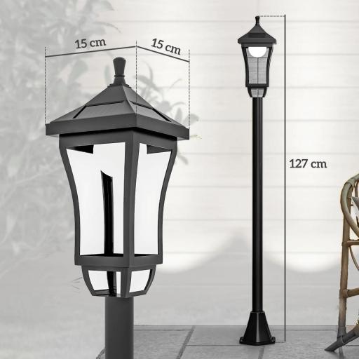 Farol Solar de Jardín con 6h de Autonomía y Anclaje de Suelo Farol de Exterior en ABS y Policarbonato Ø15x127 cm Negro [1]