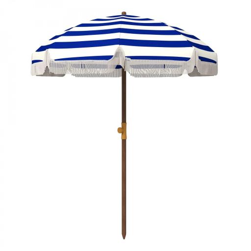 Sombrilla de Playa con Flecos Ø190x210 cm con Protección UV40+ Antiviento Impermeable Bolsa de Transporte Azul y Blanco [8]