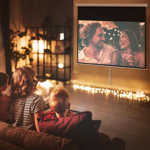 Pantalla de Proyección Manual Portátil 100 Pulgadas Formato 16:9 con Altura Ajustable 221x124 cm Blanco