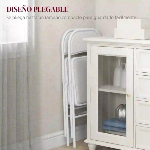 Juego de 2 Sillas Abatibles con Respaldo y Estructura de Acero para Oficina Estudio 45x46x78 cm Blanco [6]
