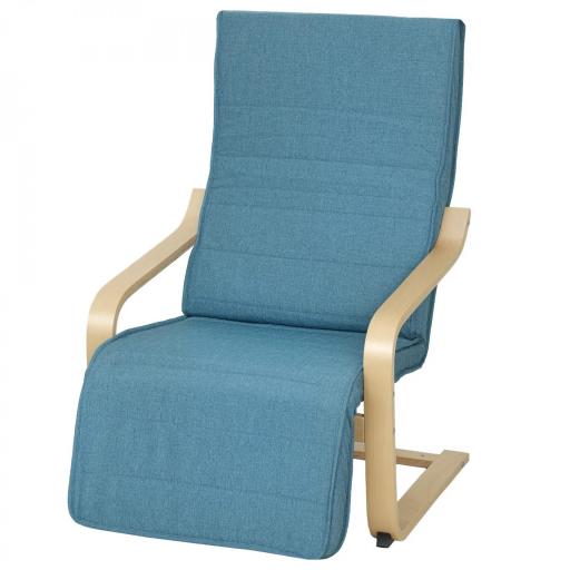 Sillón de Salón con Reposapiés Ajustable Butaca Tapizada en Lino Sintético para Oficina Dormitorio 66,5x94x100cm Azul [8]