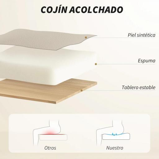 Silla de Escritorio con Reposapiés Respaldo Reclinable Acolchado Grueso Tapizada en Cuero Sintético Caqui [5]