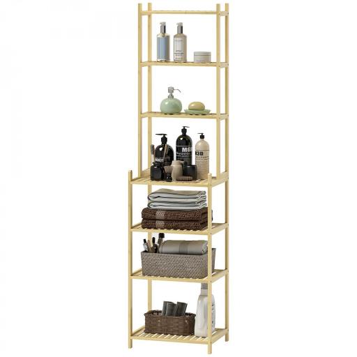 Estantería baño en bambú de 7 niveles para cocina baño sala 44x33x180 cm Madera Natural [4]