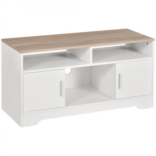 Mueble para Televisor Mesa para TV de Salón con Gran Espacio de Almacenaje con Estantes Abiertos 105x40x52 cm Blanco [8]