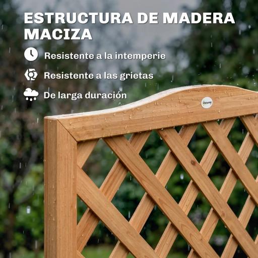 Jardinera con Enrejado de Madera para Plantas Trepadoras con 2 Cajas Plegables Base de Listones 73x70x170 cm Natural [8]