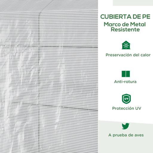 Invernadero de Jardín Vivero Casero con 4 Estantes Puerta Enrollable Cubierta de PE 140g/m² y Marco de Acero para Cultivos Plantas Macetas Flores 120x186x190 cm Blanco [2]