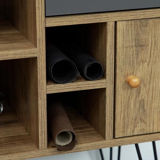 Mueble de TV Estilo Boho con Estantes 4 Cajones y Patas de Metal Mesa para TV de hasta 50'' 120x39x64 cm Marrón [6]