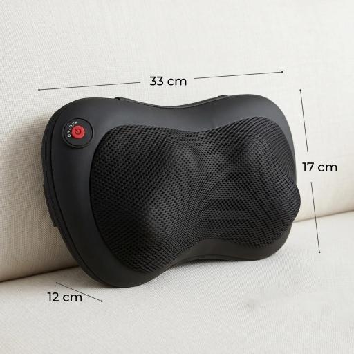 Cojín de Masaje Shiatsu con Calor y 4 Nodos Amasado Giratorio 3D Alivio de la Fatiga Muscular Negro [1]