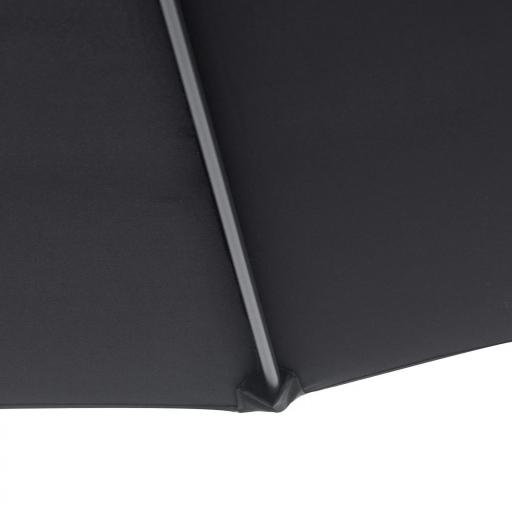 Sombrilla de Jardín Ø295x250 cm Parasol Excéntrico Inclinable con Manivela Base Cruzada y Soporte de Metal 8 Varillas para Terraza Exterior Balcón Negro [5]