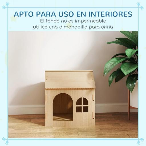 Caseta para Perros Interior con Ventana Diseño de Garra Hueca Casita para Perros y Gatos 49,5x41x51 cm Roble [5]