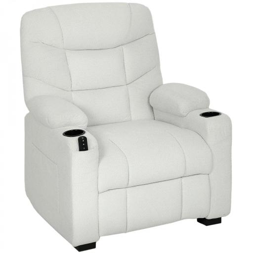 Sillón Relax Reclinable Eléctrico Silencioso con Función Memoria Reposapiés Mando a Distancia Bolsillos Laterales Crema [8]