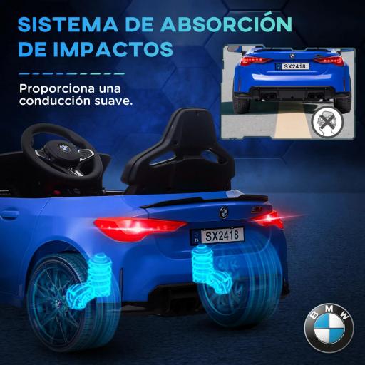 Coche de Batería para Niños 12V BMW M4 con Mando a Distancia Faros Bocina Música Velocidad 3-5 km/h Azul [6]