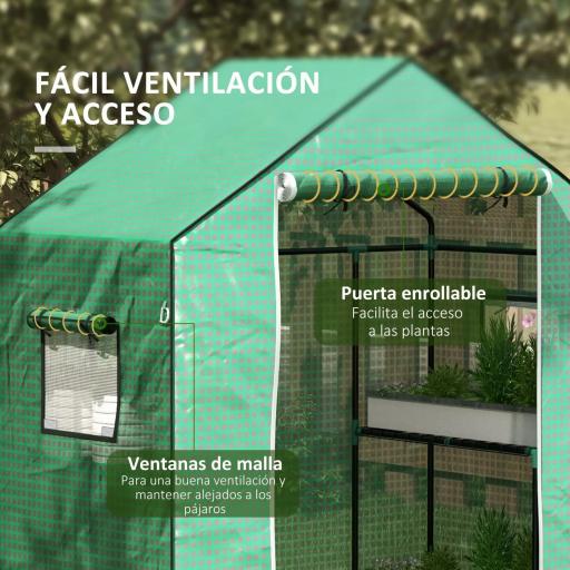 Cubierta de Repuesto de Invernadero 140x73x190 cm con Ventana Puerta con Cremallera Anti-UV Protección de Plantas Verde [5]