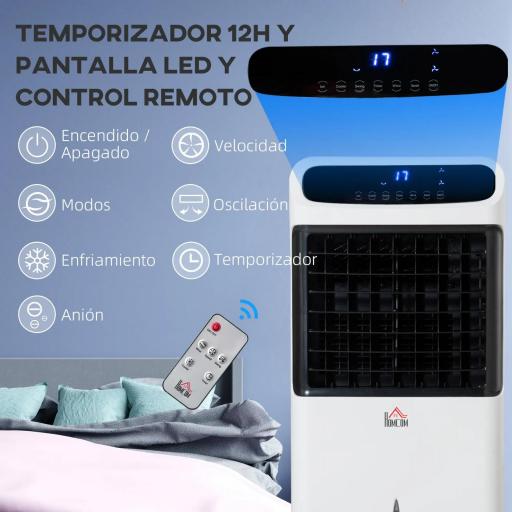Climatizador 4 en 1 con Control Remoto 3 Modos 3 Velocidades Temporizador y Pantalla Táctil 38x35x81 cm Blanco [7]