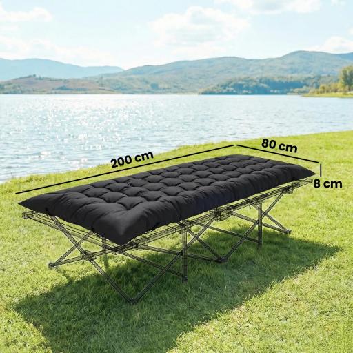 Esterilla de Camping Plegable Portátil con Correas Antideslizante para Cama de Camping Tienda Viajes Negro [1]