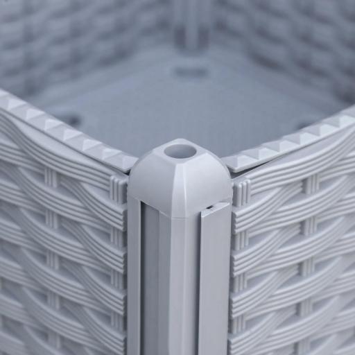 Juego de 2 Jardineras de Exterior Cuadradas Imitación a Mimbre Combinación Libre para Jardín Patio 40x40x26/44 cm Gris [7]