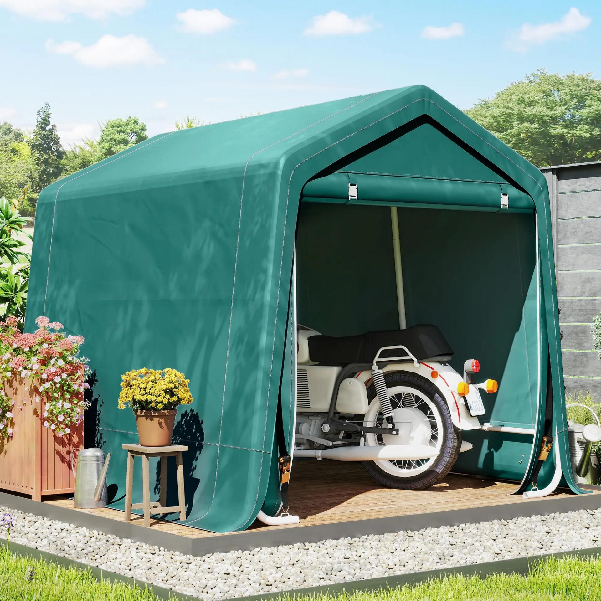Carpa de Jardín Exterior 2,4x2x2 m Cobertizo Exterior con 2 Puertas con Cremallera Impermeable Anti-UV Carpa Verde