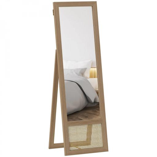 Espejo de Cuerpo Entero 160x50 cm con Marco de Madera y Soporte para Salón Dormitorio Natural [8]