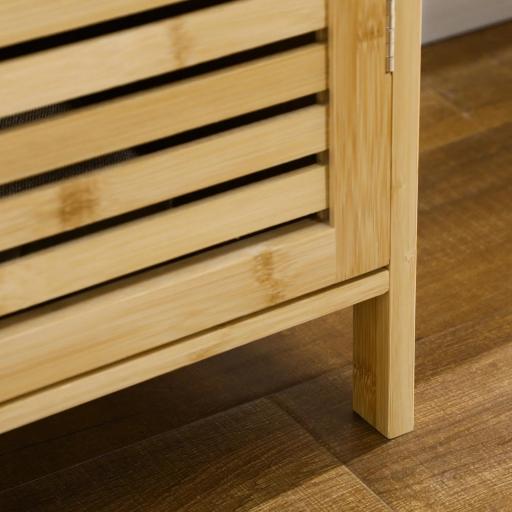 Armario Zapatero de Bambú con 3 Puertas Estantes Ajustables para 16 Pares de Zapatos Antivuelco 100x35x80 cm Natural [7]