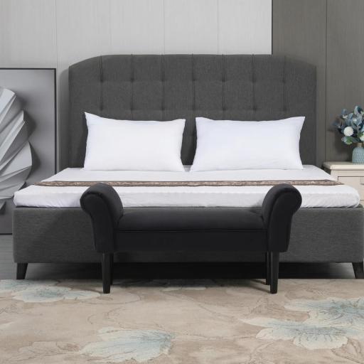 Banco Zapatero Banqueta con Brazos Tapizada tipo Banco de Madera para Dormitorio Salón Recibidor 102x36x51cm Carga 130kg [4]