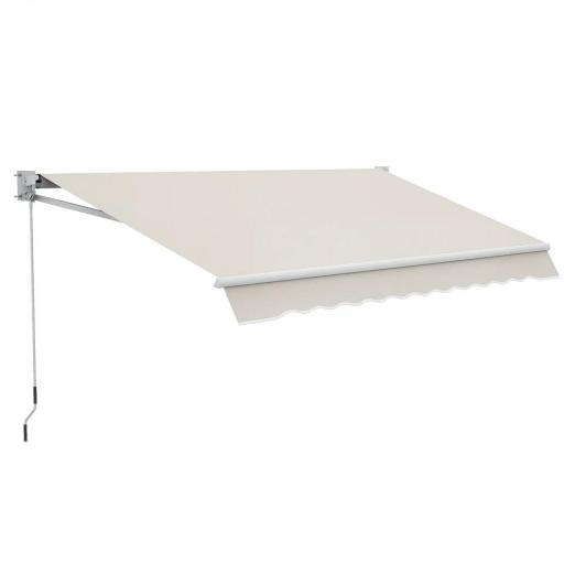 Toldo de Pared Apertura Manual de Aluminio y Poliéster UV50+ para Exterior con Manivela 200x250 cm Blanco Crema [9]