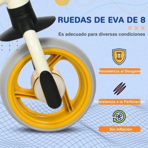 Bicicleta de Equilibrio Infantil +18 Meses con Asiento Ajustable en Altura Carga 25 kg 66,5x34x47 cm Blanco y Naranja [4]