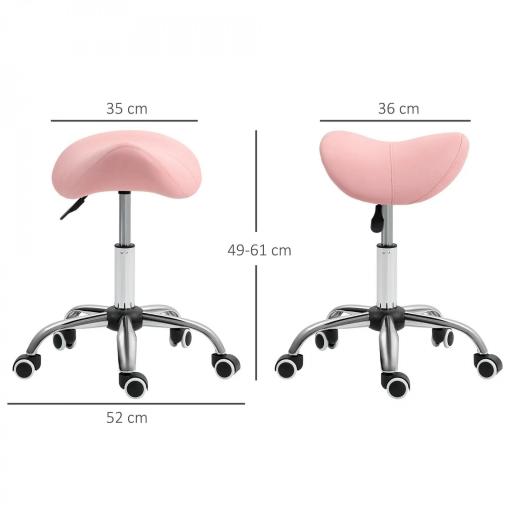 Taburete con Ruedas Taburete Giratoria con Altura Ajustable Taburete Cosmética Dentista Peluqueria 52x53x49-61 cm Rosa [1]