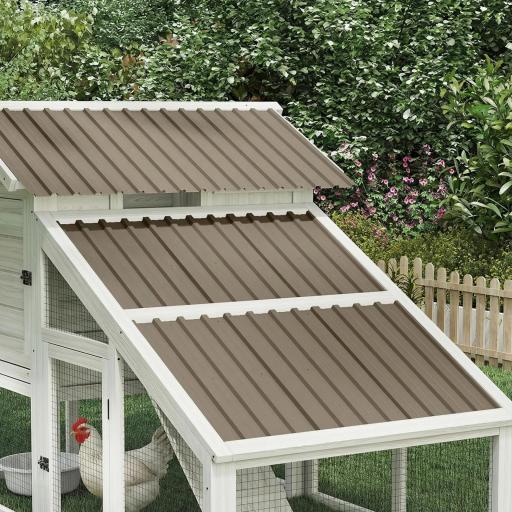 Juego de 12 Paneles para Tejado de Acero Galvanizado 7m² para Caseta de Herramientas Cobertizo 129x45cm Marrón [7]