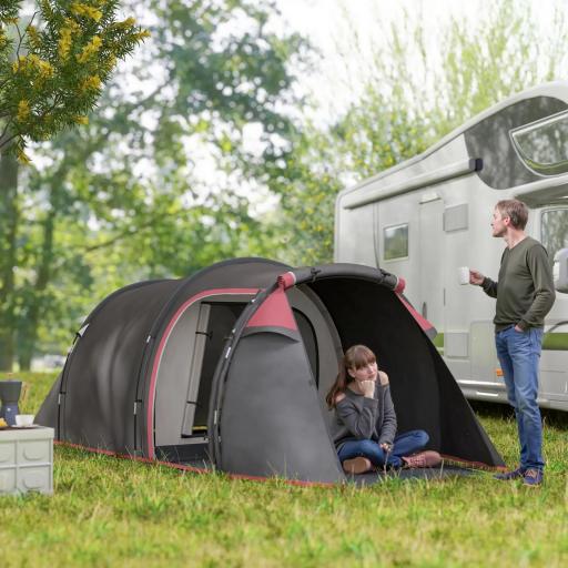 Tienda de Campaña Familiar 2-3 Personas Plegable Impermeable a Prueba de UV 20+ con Vestíbulo 426x206x154 cm Gris Oscuro [7]