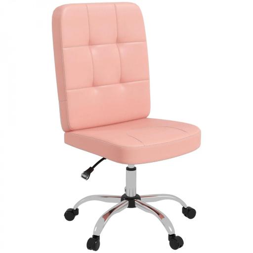 Silla de Oficina sin Brazos Silla de Escritorio Giratorio de Piel Sintética con Altura Ajustable 45x59x90-100 cm Rosa [9]