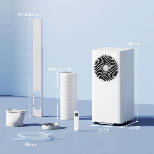 Aire Acondicionado Portátil 7000 BTU 4 en 1 Enfriamiento Deshumidificador Ventilador Modo de Sueño para 26 m² Blanco [1]