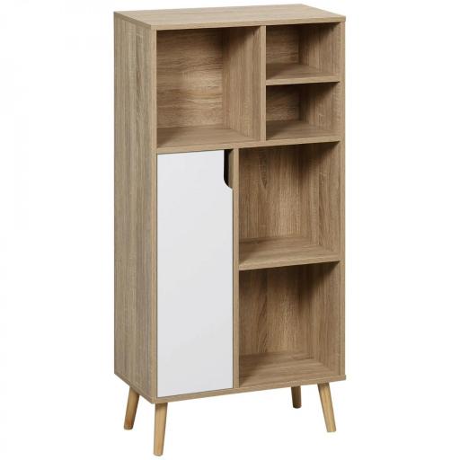 Mueble Aparador Alto Armario Auxiliar de Salón con 5 Compartimentos y 1 Puerta Multiusos para Comedor Cocina Dormitorio [9]