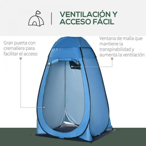 Tienda de Ducha Portátil con Bolsillo Bolsa de Transporte y UV 20+ para Baño Inodoro 126x124x189 cm Azul [2]