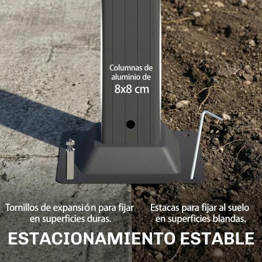 Pérgola de Jardín 3x3,8 m con Techo de Lamas Ajustable a 90° Manivela Estructura de Aluminio y Acero UPF50+ Beige [6]