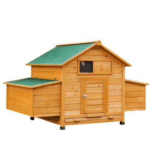 Gallinero para Exterior 150x100x96,5 cm Gallinero de Madera con 2 Nidos Bandeja Extraíble Techo Abatible Natural [7]