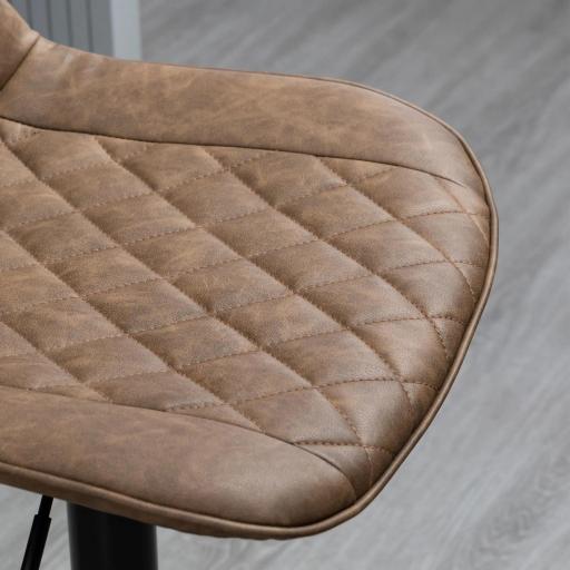 Juego de 2 Taburetes de Cocina Taburetes Altos con Altura Ajustable Asiento Giratorio 46,5x51x86-106 cm Marrón [6]