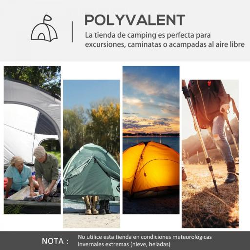 Carpa Portátil de Camping para 6-8 Personas con 4 Mosquiteros Gancho y Bolsa Anti-UV 350x350x230 cm Gris y Blanco [4]