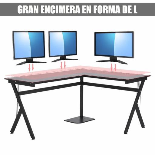 Mesa de Ordenador PC de Tabla de Madera Mesa Esquinera de Angulo para Oficina Dormitorio Hogar Escuela [4]