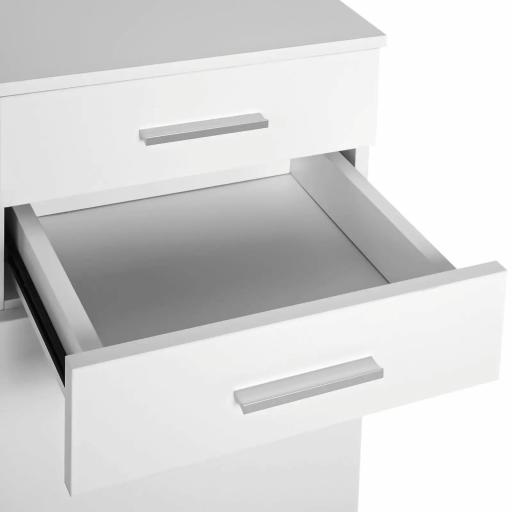 Mueble Auxiliar de Salón Aparador Estrecho con Puertas y Cajones 71x35x76cm Blanco [4]