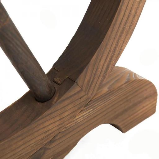 Mesa de Jardín de Madera de Abeto con Patas en Forma de Rueda para Exterior e Interior 110x60x65 cm Acabado Carbonizado [4]