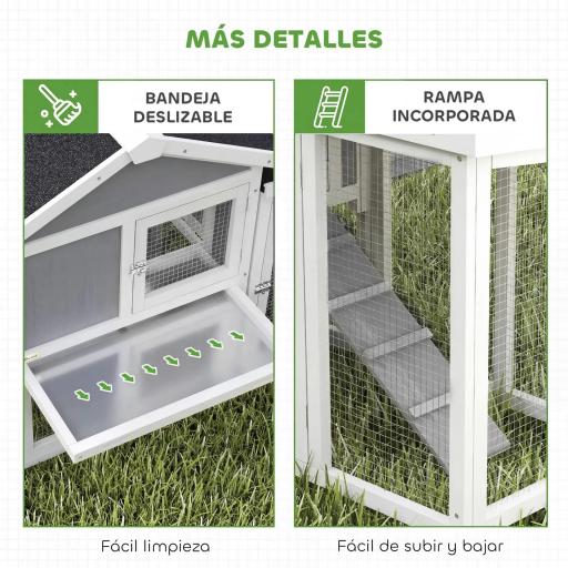 Gallinero para Exterior Grande de Madera 204x85x93 cm con Caja de Anidación Corral Bandeja Extraíble y Percha Gris [6]