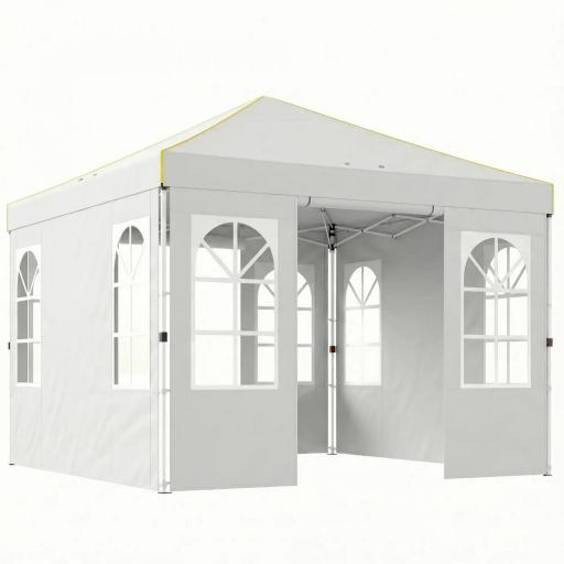 Carpa Plegable 3x3 m Pop-up con UPF50+ 4 Laterales Desmontables Altura Ajustable y Bolsa de Transporte Blanco [9]