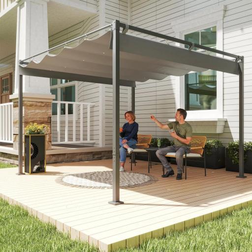 Pérgola con Techo Retráctil Pérgola de 3x3 m con Cierre Magnético Protección UV30+ Pabellón para Jardín Patio Gris