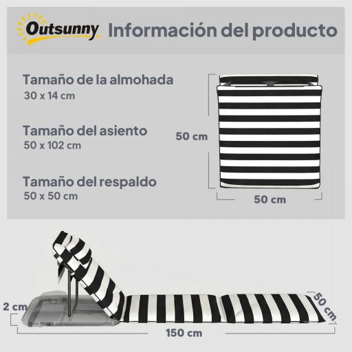Conjunto de 2 Esterillas de Playa Plegable con Respaldo Ajustable Reposacabezas Acolchado 150x50x2 cm Gris y Blanco [1]